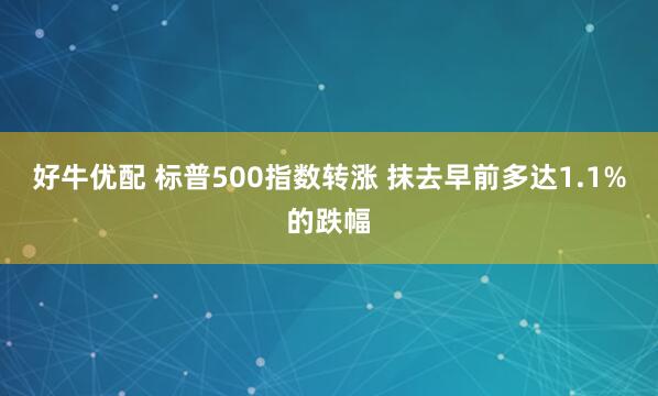 好牛优配 标普500指数转涨 抹去早前多达1.1%的跌幅